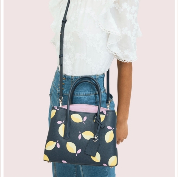 Kate Spade Margaux Medium Satchel Bag Blue Lemon Zest Satchel Purse - Picture 5 of 16